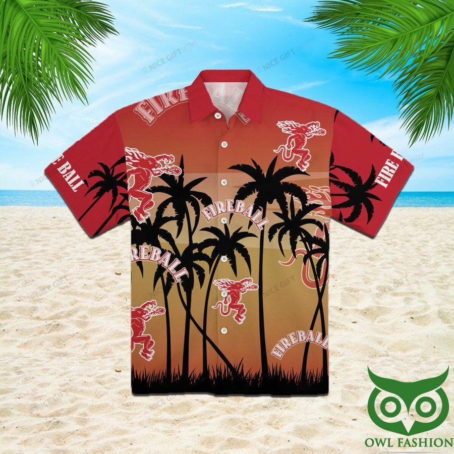 Fireball Whisky Gradient Red Hawaiian Shirt - Famjoys Fireball Whisky Gradient Red Hawaiian Shirt - Famjoys