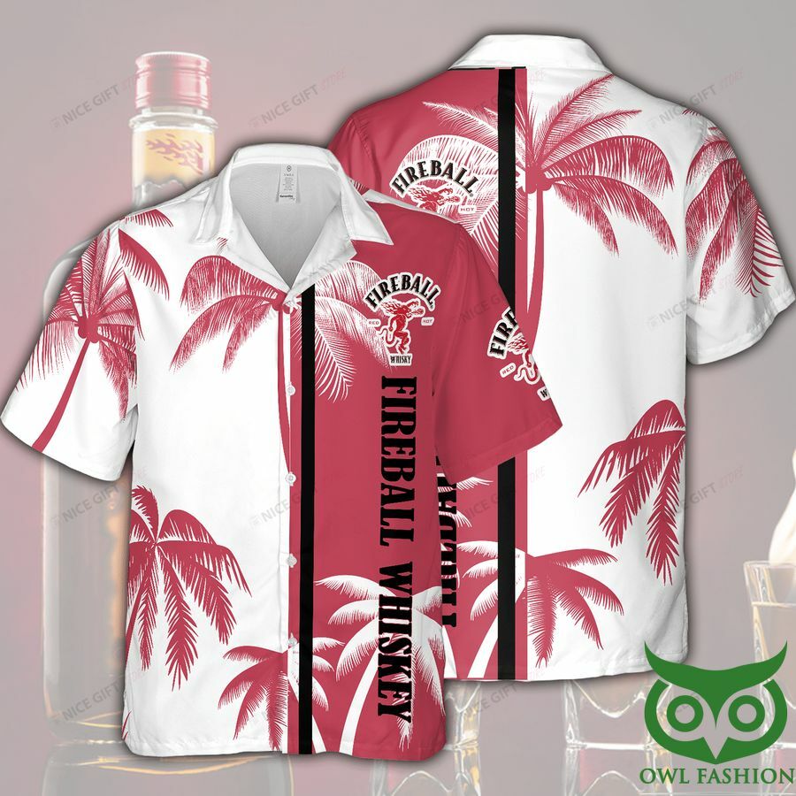 Fireball Whisky Pastel Pink Red Coconut Hawaiian Shirt - Famjoys Fireball Whisky Pastel Pink Red Coconut Hawaiian Shirt - Famjoys