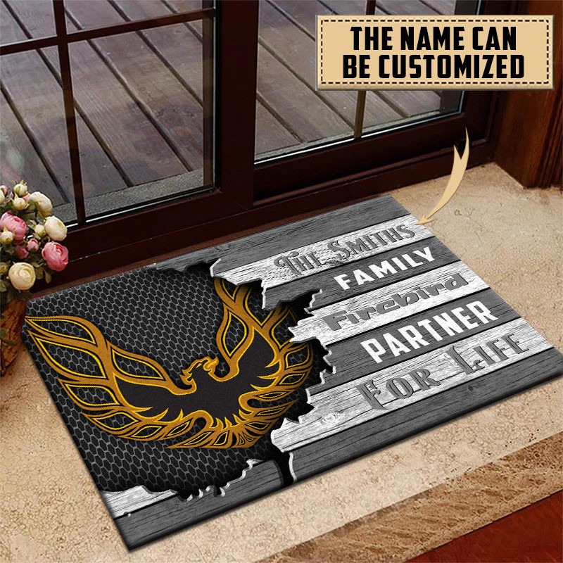 Firebird Pontiac Doormat Custom Name, Multicolor - Famjoys Firebird Pontiac Doormat Custom Name, Multicolor - Famjoys
