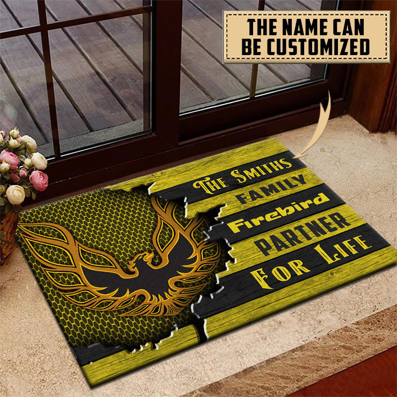 Firebird Pontiac Doormat Custom Name, Multicolor - Famjoys Firebird Pontiac Doormat Custom Name, Multicolor - Famjoys