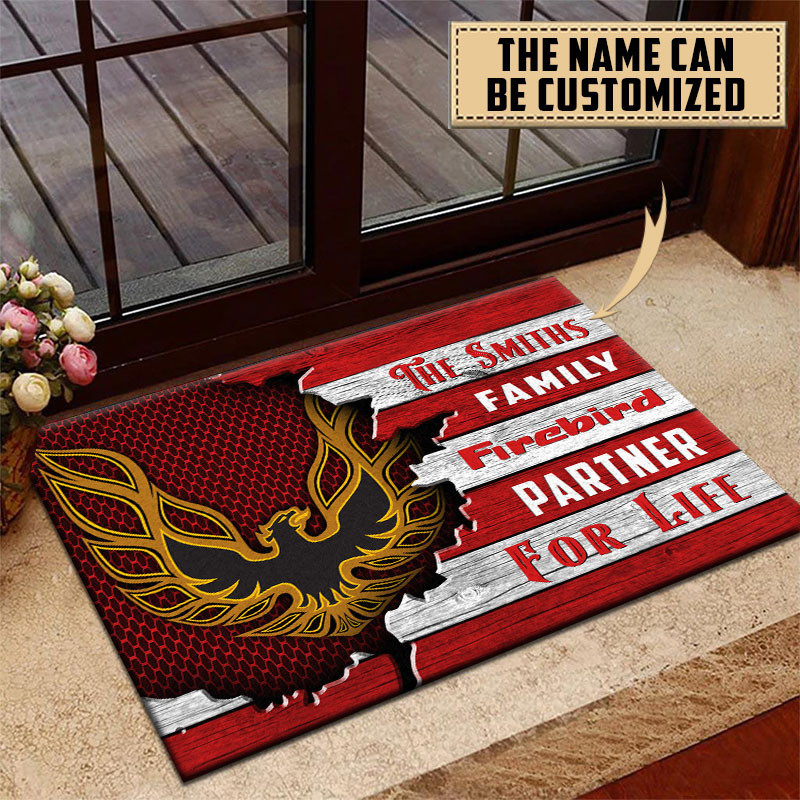 Firebird Pontiac Doormat Custom Name, Multicolor - Famjoys Firebird Pontiac Doormat Custom Name, Multicolor - Famjoys