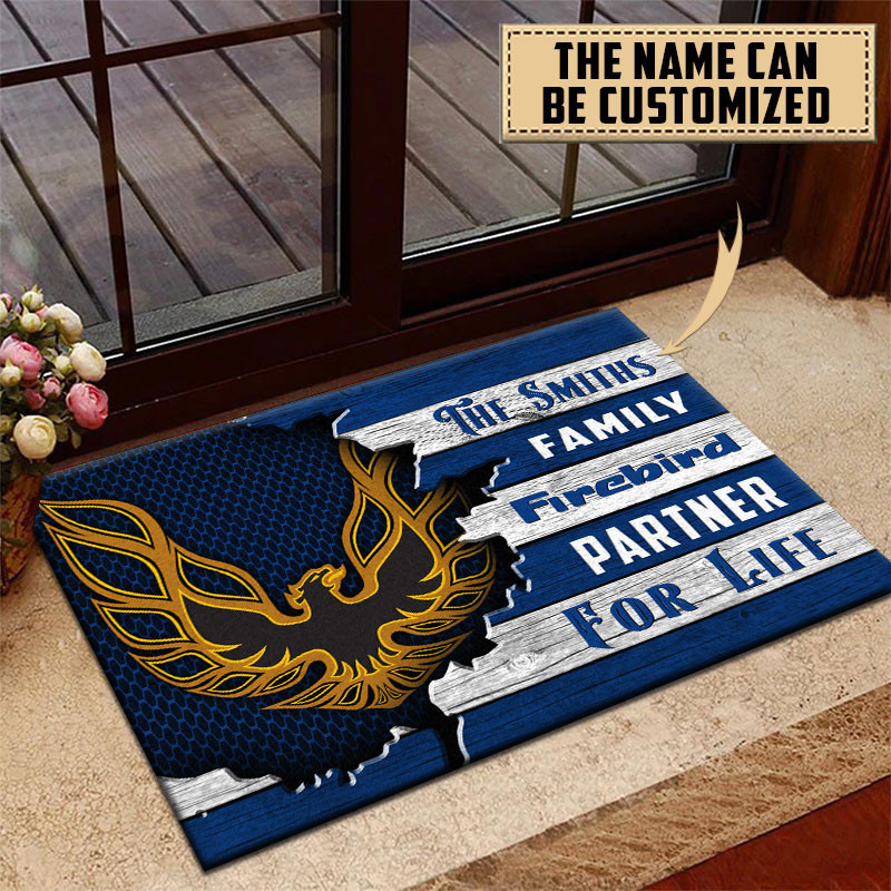Firebird Pontiac Doormat Custom Name, Multicolor - Famjoys Firebird Pontiac Doormat Custom Name, Multicolor - Famjoys