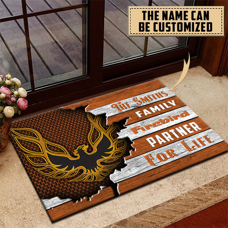 Firebird Pontiac Doormat Custom Name, Multicolor - Famjoys Firebird Pontiac Doormat Custom Name, Multicolor - Famjoys