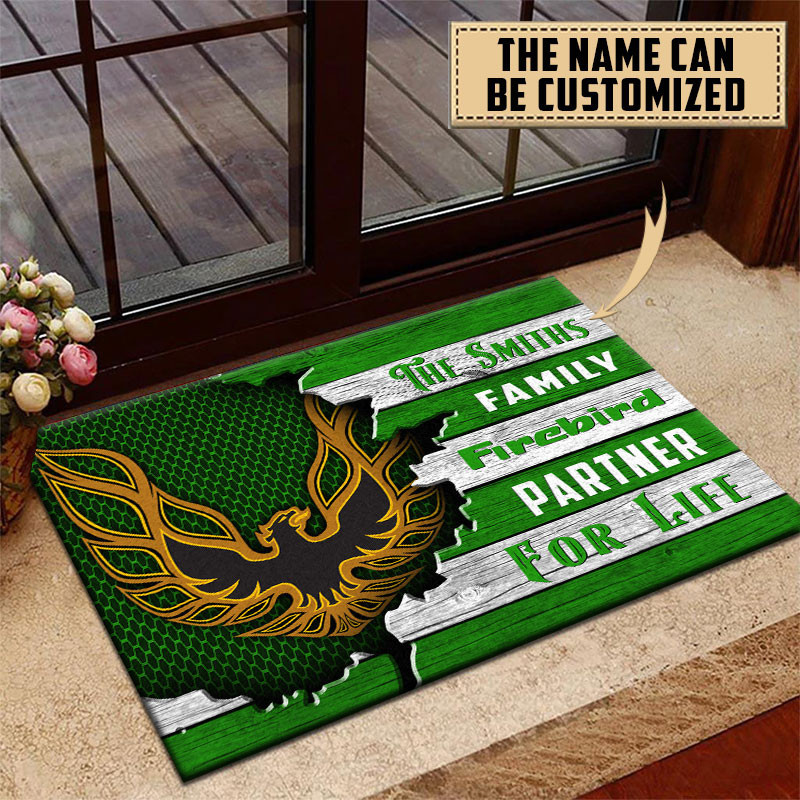 Firebird Pontiac Doormat Custom Name, Multicolor - Famjoys Firebird Pontiac Doormat Custom Name, Multicolor - Famjoys