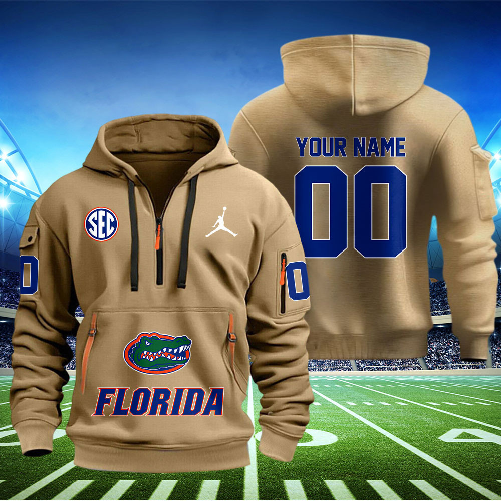 Florida Gators Football Quarter Zip Hoodie - Famjoys Florida Gators Football Quarter Zip Hoodie - Famjoys
