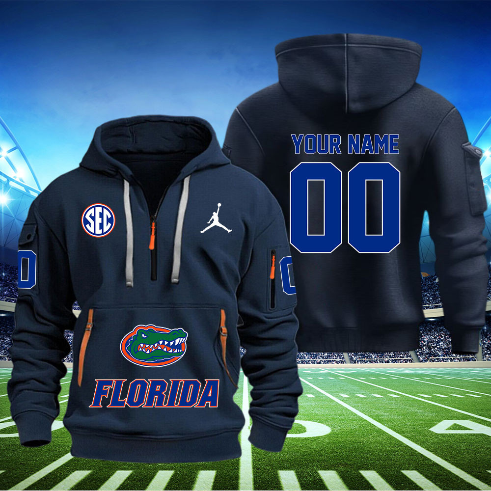 Florida Gators Football Quarter Zip Hoodie - Famjoys Florida Gators Football Quarter Zip Hoodie - Famjoys