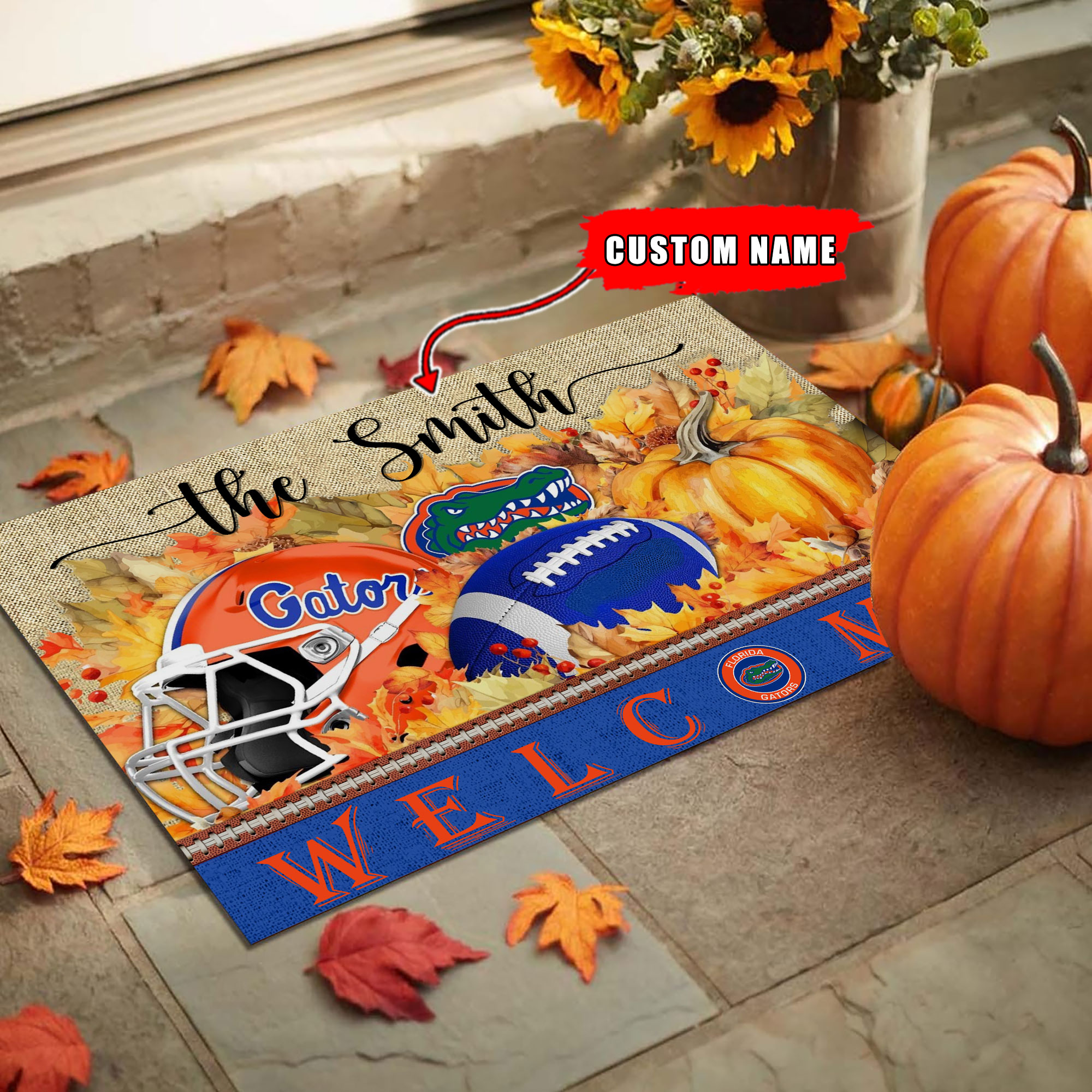 Florida Gators Welcome Fall Football Doormat - Famjoys Florida Gators Welcome Fall Football Doormat - Famjoys