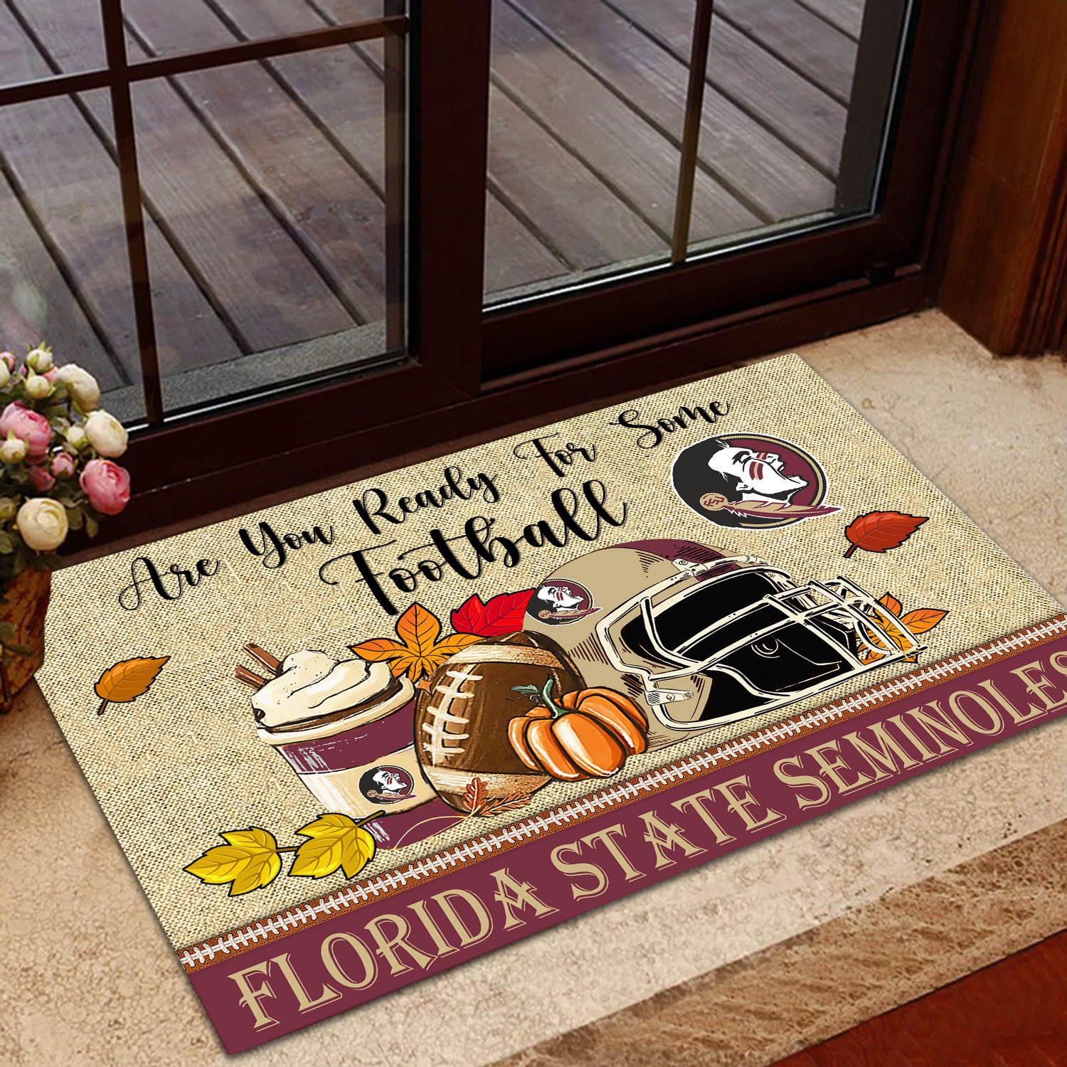 Florida State Seminoles Fall Football Custom Doormat - Custom Text - Famjoys Florida State Seminoles Fall Football Custom Doormat - Custom Text - Famjoys