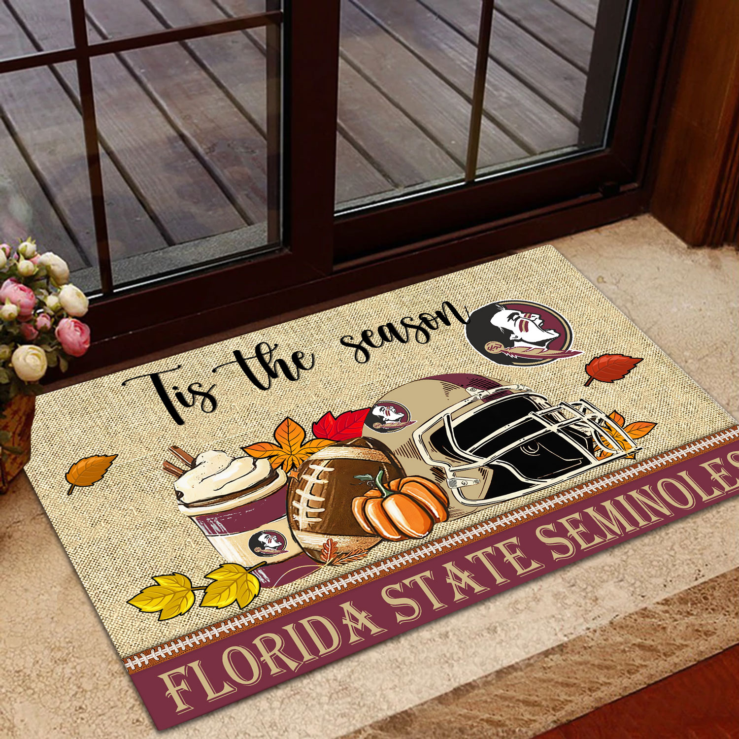 Florida State Seminoles Fall Football Custom Doormat - Custom Text - Famjoys Florida State Seminoles Fall Football Custom Doormat - Custom Text - Famjoys