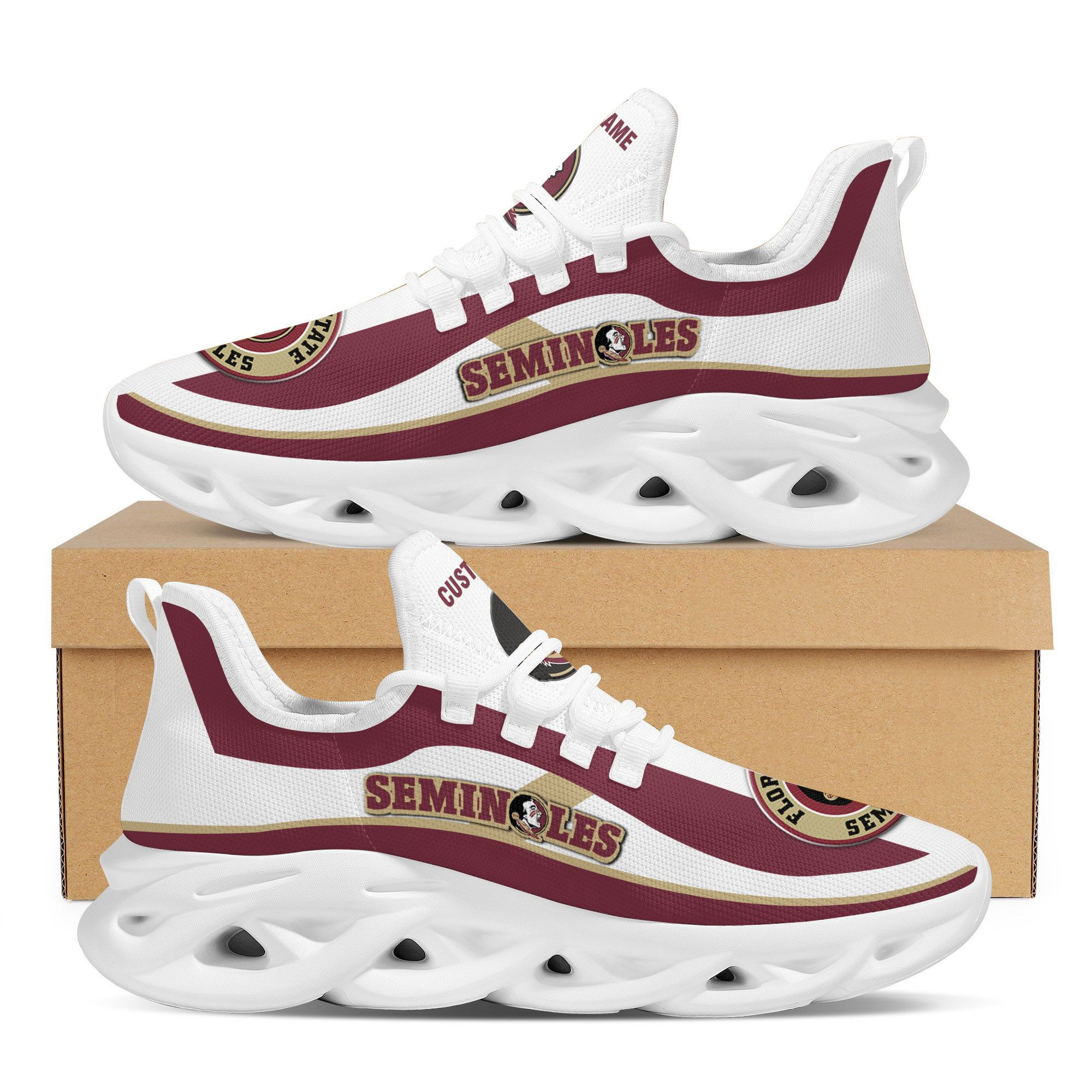 Florida State Seminoles Football Team Custom Personalized With Name Max Soul Sneakers Shoes - Famjoys Florida State Seminoles Football Team Custom Personalized With Name Max Soul Sneakers Shoes - Famjoys