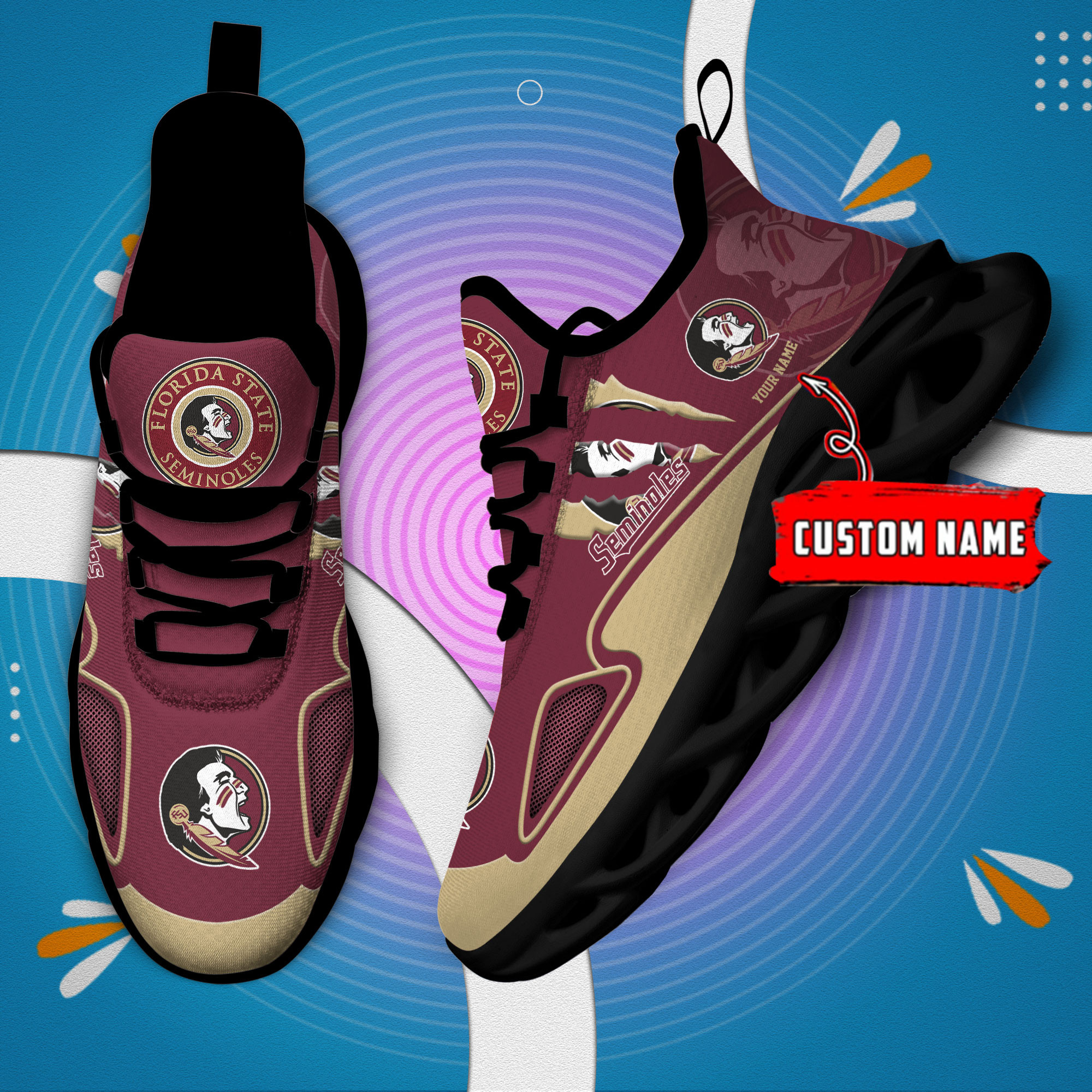 Florida State Seminoles Max Soul Shoes - Famjoys Florida State Seminoles Max Soul Shoes - Famjoys