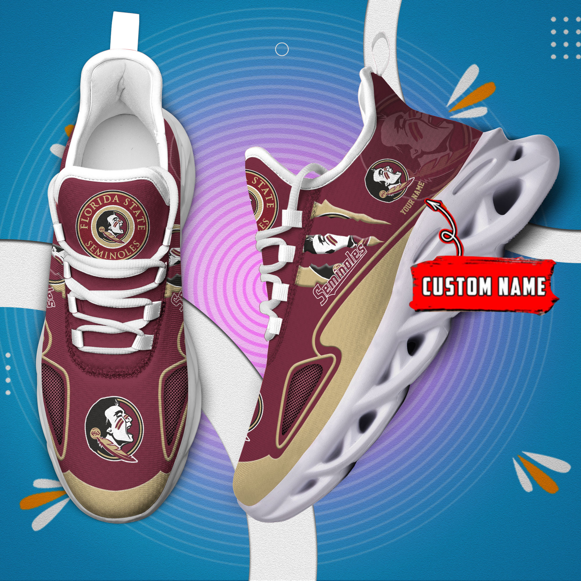 Florida State Seminoles Max Soul Shoes - Famjoys Florida State Seminoles Max Soul Shoes - Famjoys