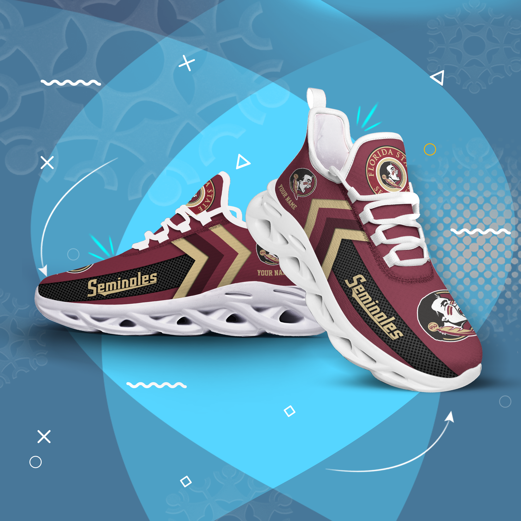 Florida State Seminoles Personalized Custom Name Max Soul Shoes DS003 - Famjoys Florida State Seminoles Personalized Custom Name Max Soul Shoes DS003 - Famjoys