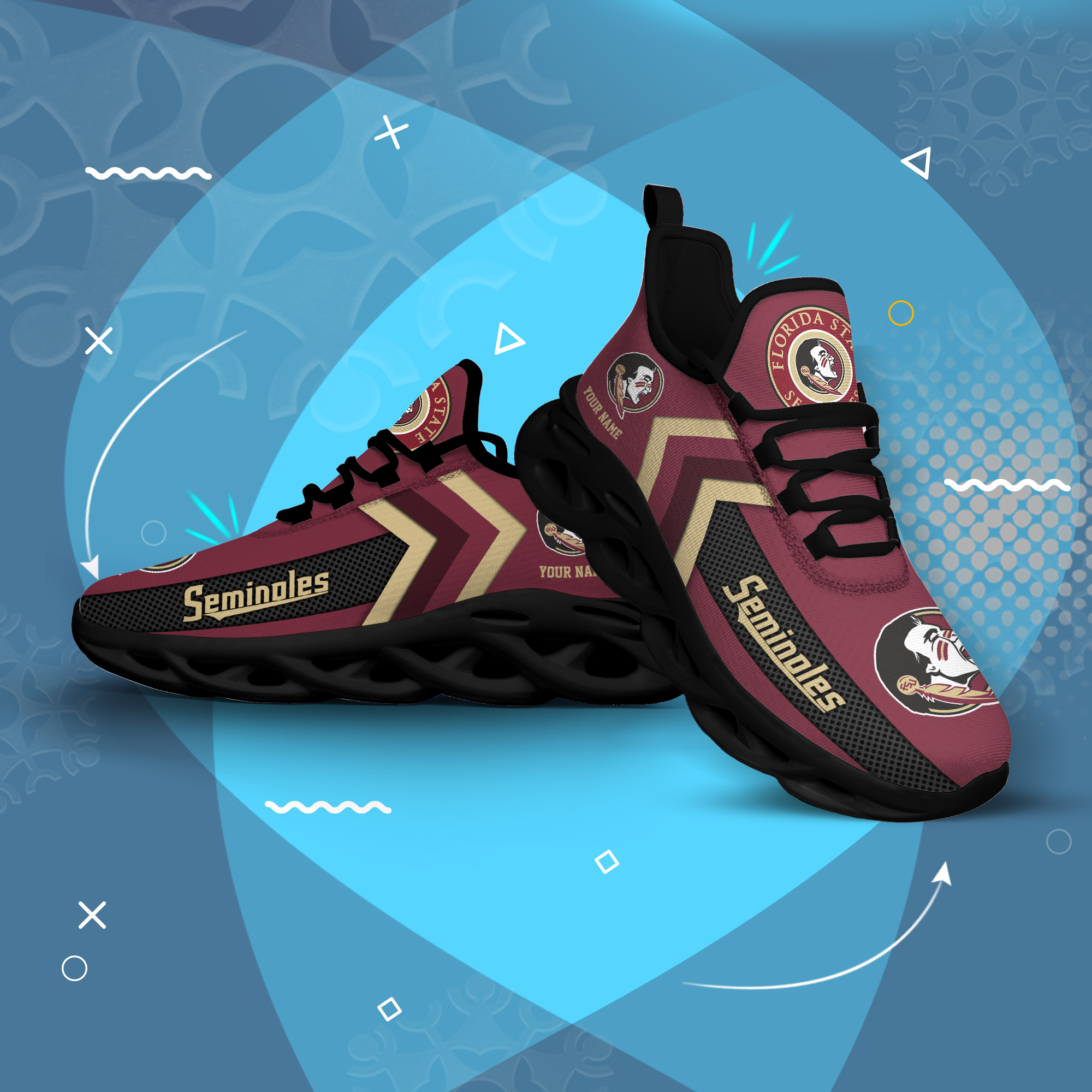 Florida State Seminoles Personalized Custom Name Max Soul Shoes DS003 - Famjoys Florida State Seminoles Personalized Custom Name Max Soul Shoes DS003 - Famjoys