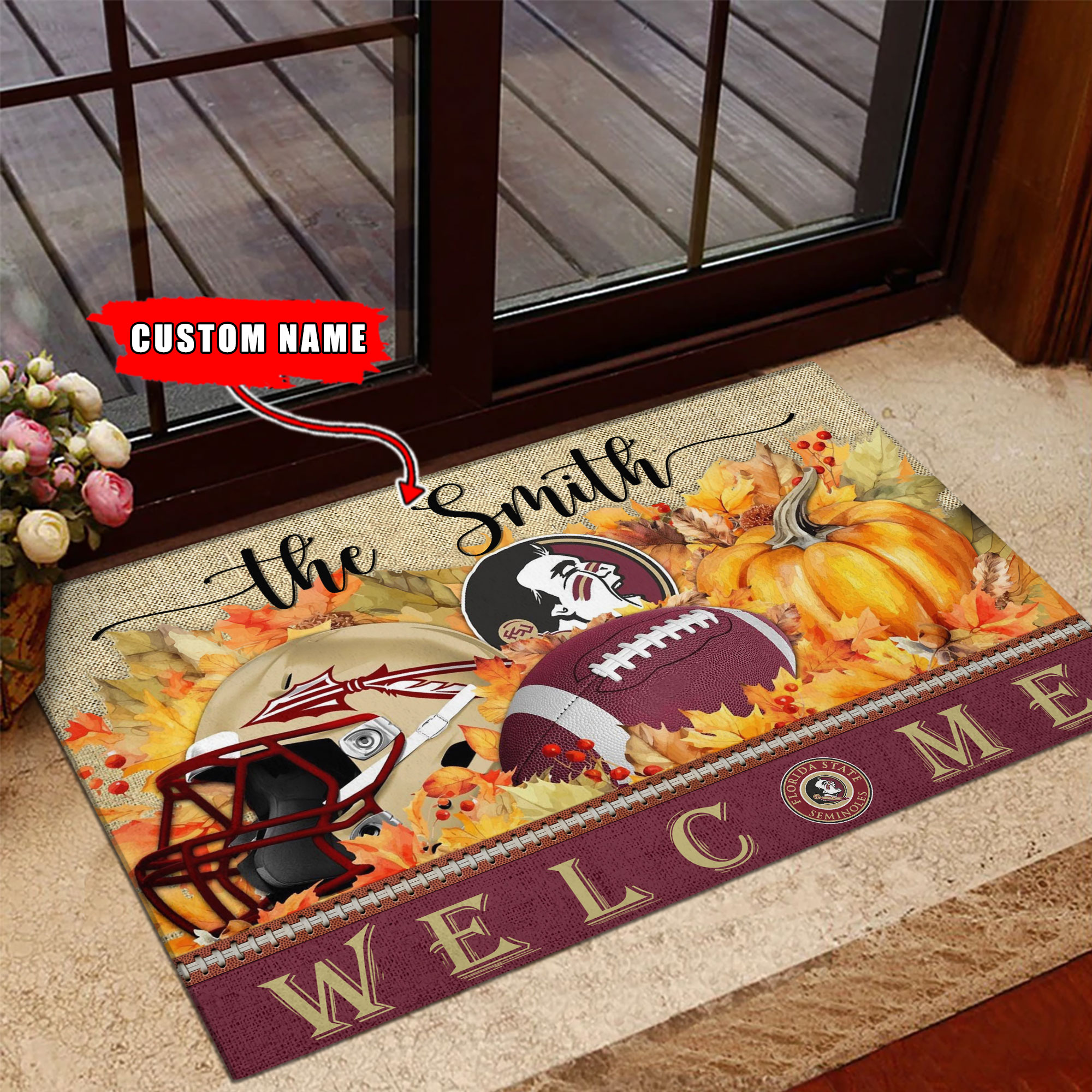 Florida State Seminoles Welcome Fall Football Doormat - Famjoys Florida State Seminoles Welcome Fall Football Doormat - Famjoys