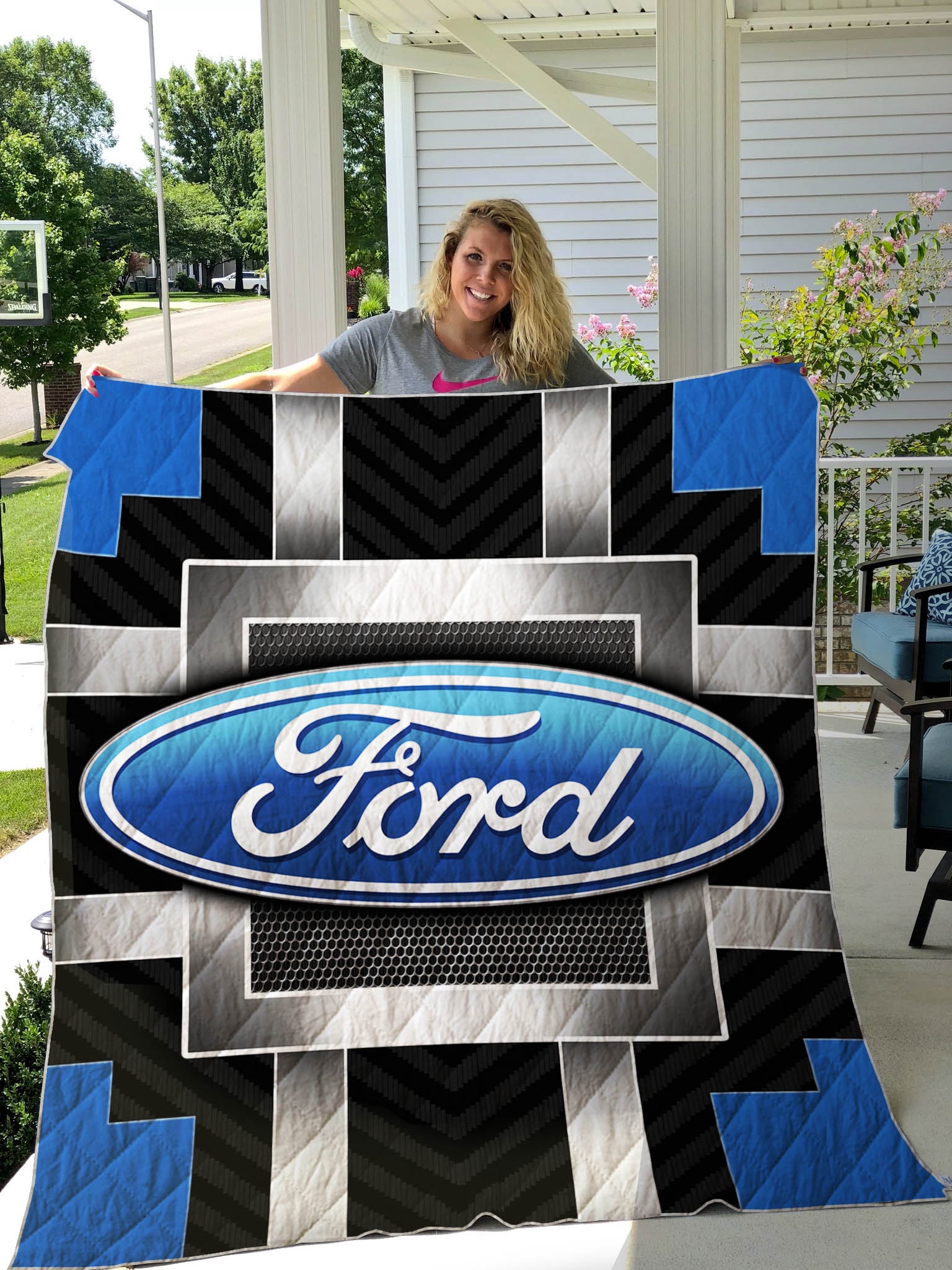 Ford Auto Logo Quilt Blanket - Famjoys Ford Auto Logo Quilt Blanket - Famjoys