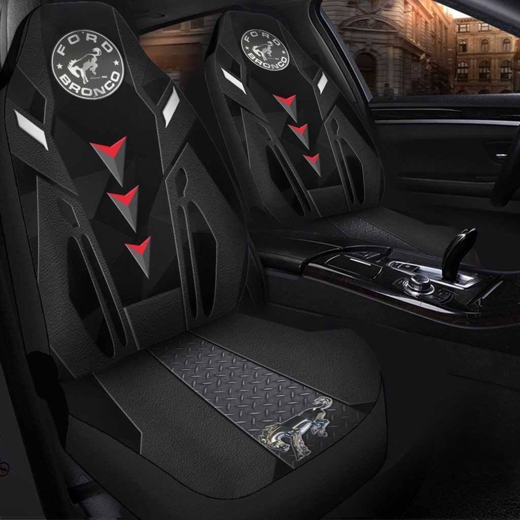 Ford Bronco Car Seat Cover (Set Of 2) Ver 1 (Black)