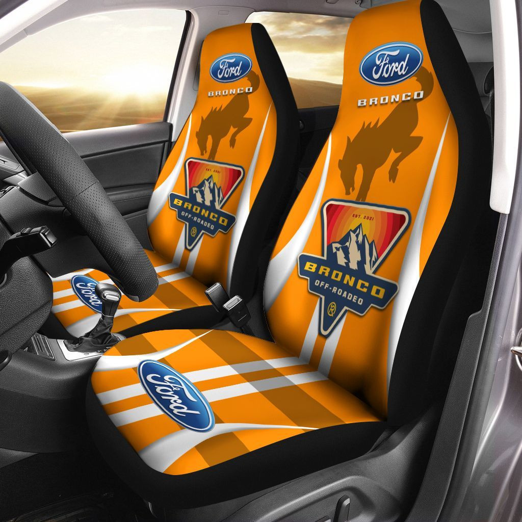 Ford Bronco Car Seat Cover (Set Of 2) Ver 2 (Orange)