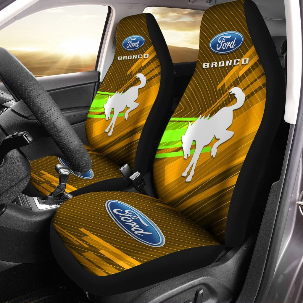 Ford Bronco Car Seat Cover (Set Of 2) Ver 3 (Orange)
