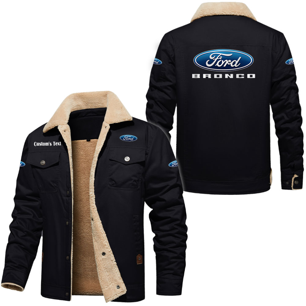 Ford bronco Cargo Fleece Lined Cotton Jacket Multicolor, vintage style, customize name 