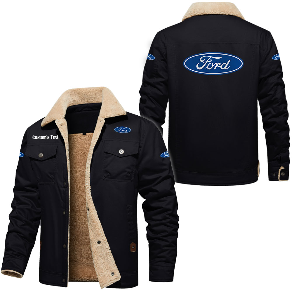 Ford Cargo Fleece Lined Cotton Jacket Multicolor, vintage style, customize name 