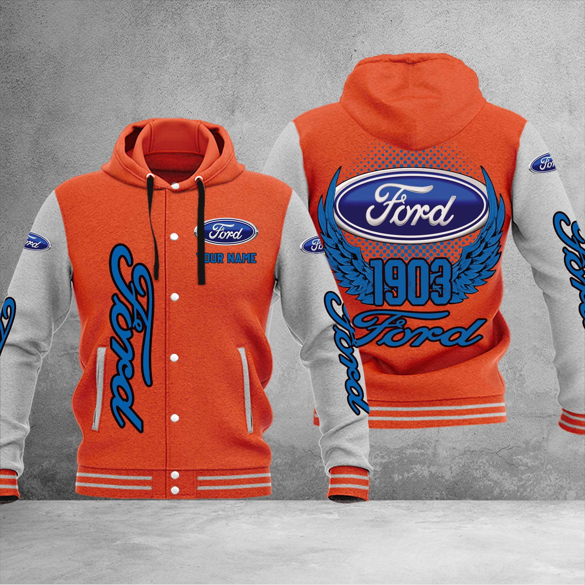 Ford DMHJ1040 Baseball Jacket Multicolor - Famjoys Ford DMHJ1040 Baseball Jacket Multicolor - Famjoys