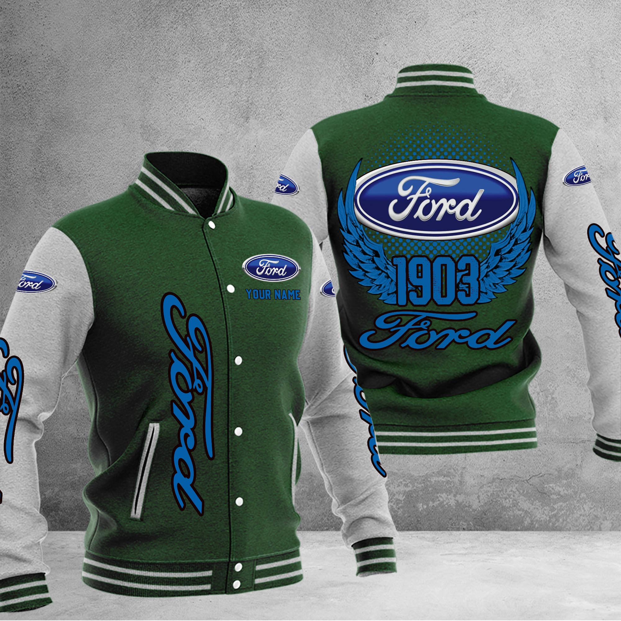 Ford DMHJ1040 Baseball Jacket Multicolor - Famjoys Ford DMHJ1040 Baseball Jacket Multicolor - Famjoys