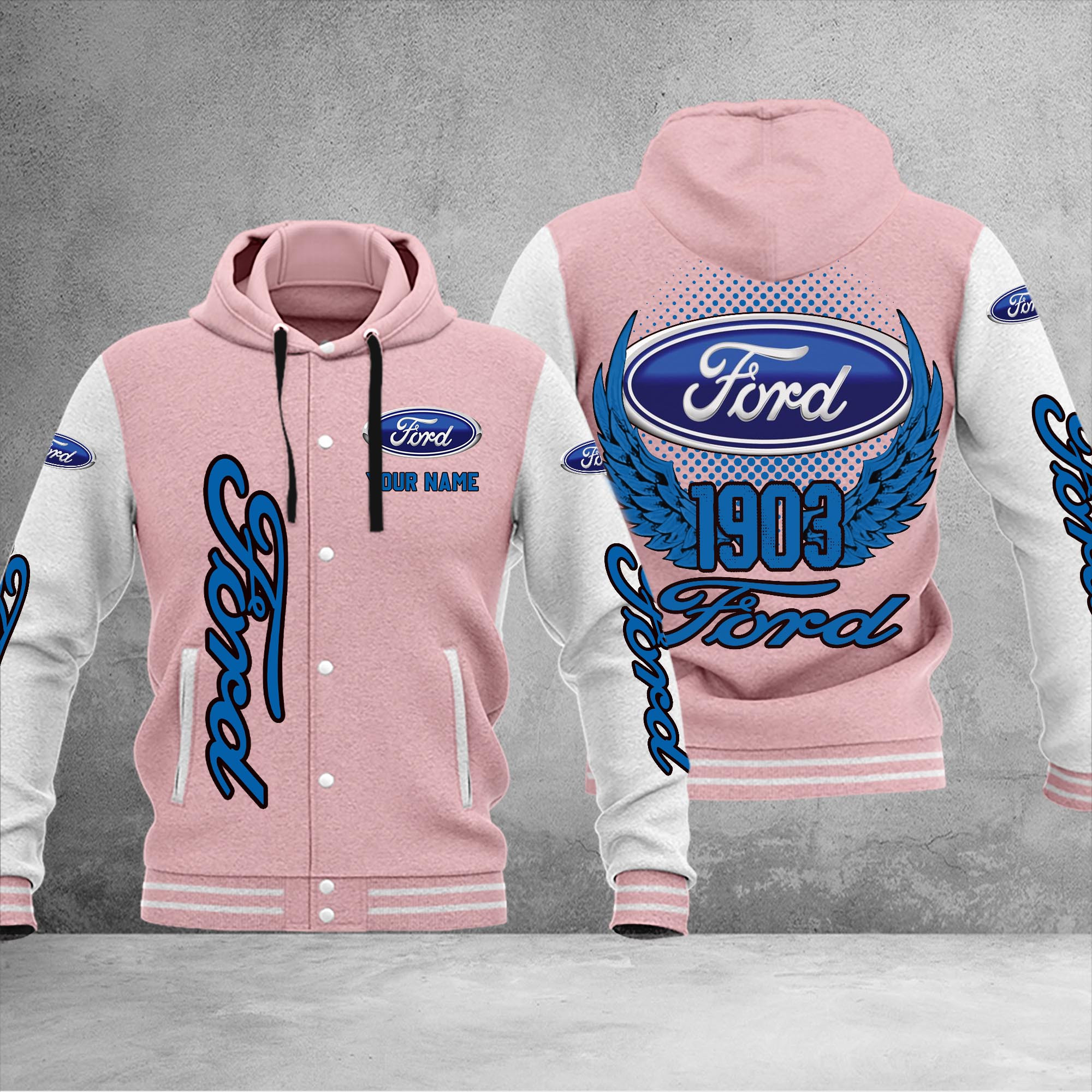 Ford DMHJ1040 Baseball Jacket Multicolor - Famjoys Ford DMHJ1040 Baseball Jacket Multicolor - Famjoys