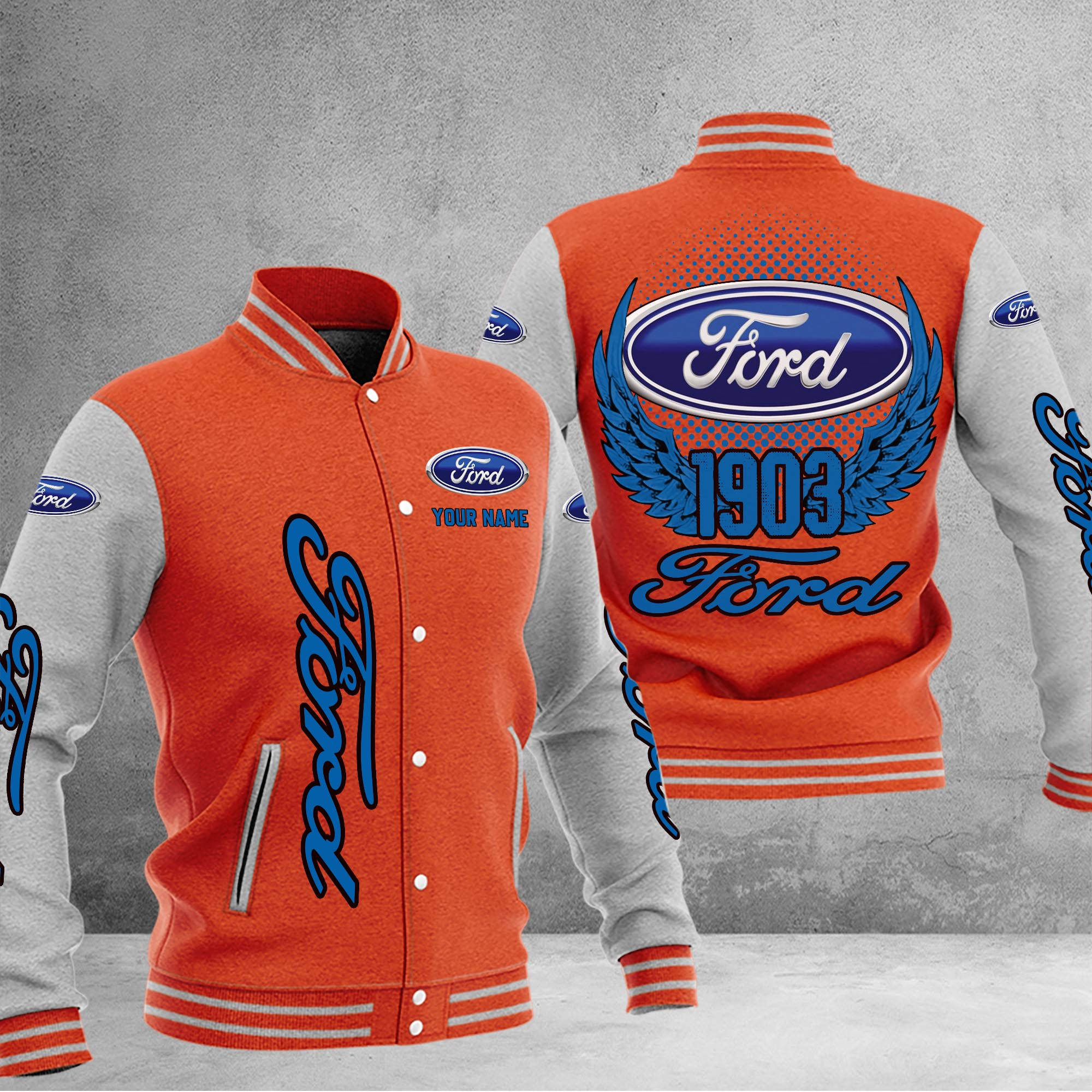 Ford DMHJ1040 Baseball Jacket Multicolor - Famjoys Ford DMHJ1040 Baseball Jacket Multicolor - Famjoys