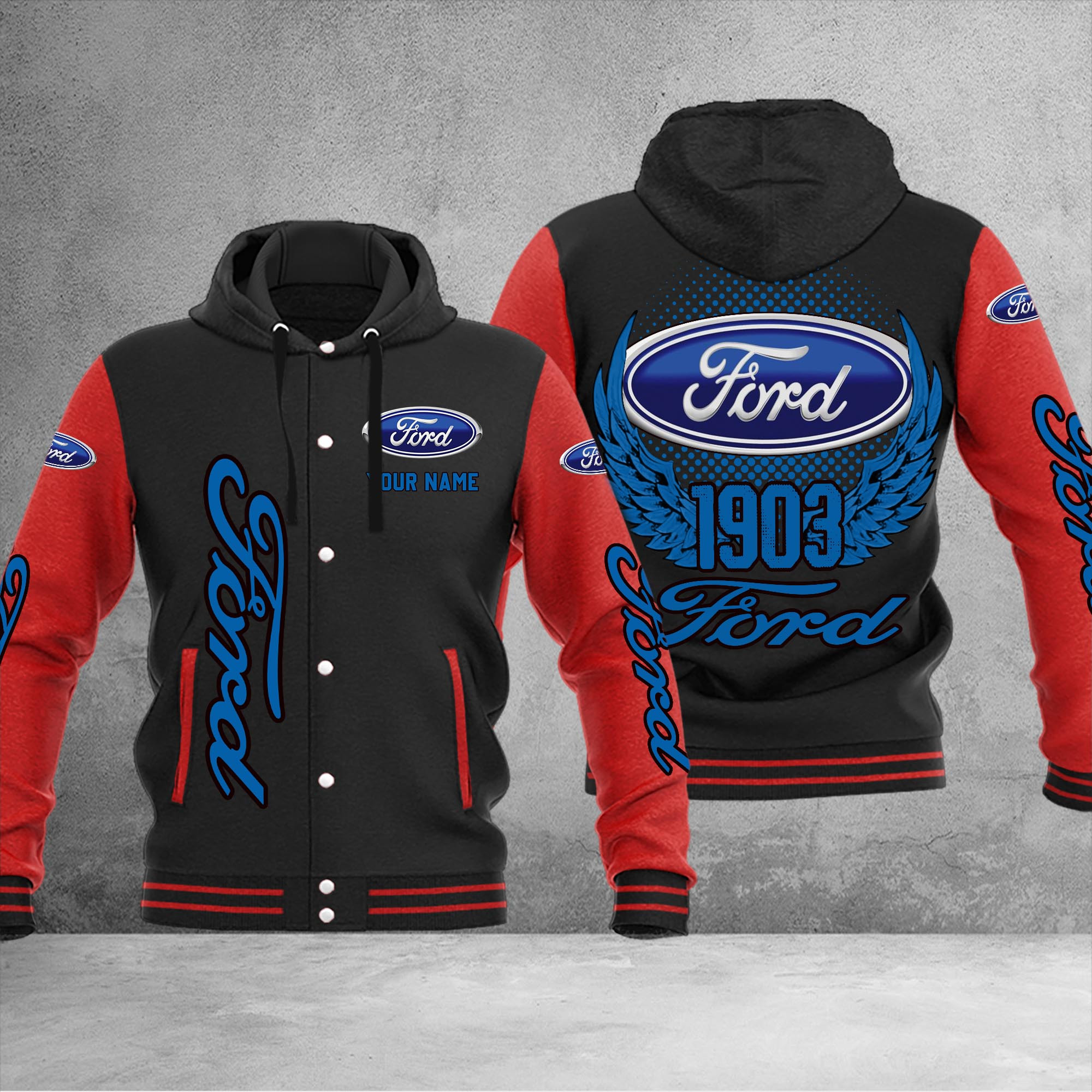Ford DMHJ1040 Baseball Jacket Multicolor - Famjoys Ford DMHJ1040 Baseball Jacket Multicolor - Famjoys