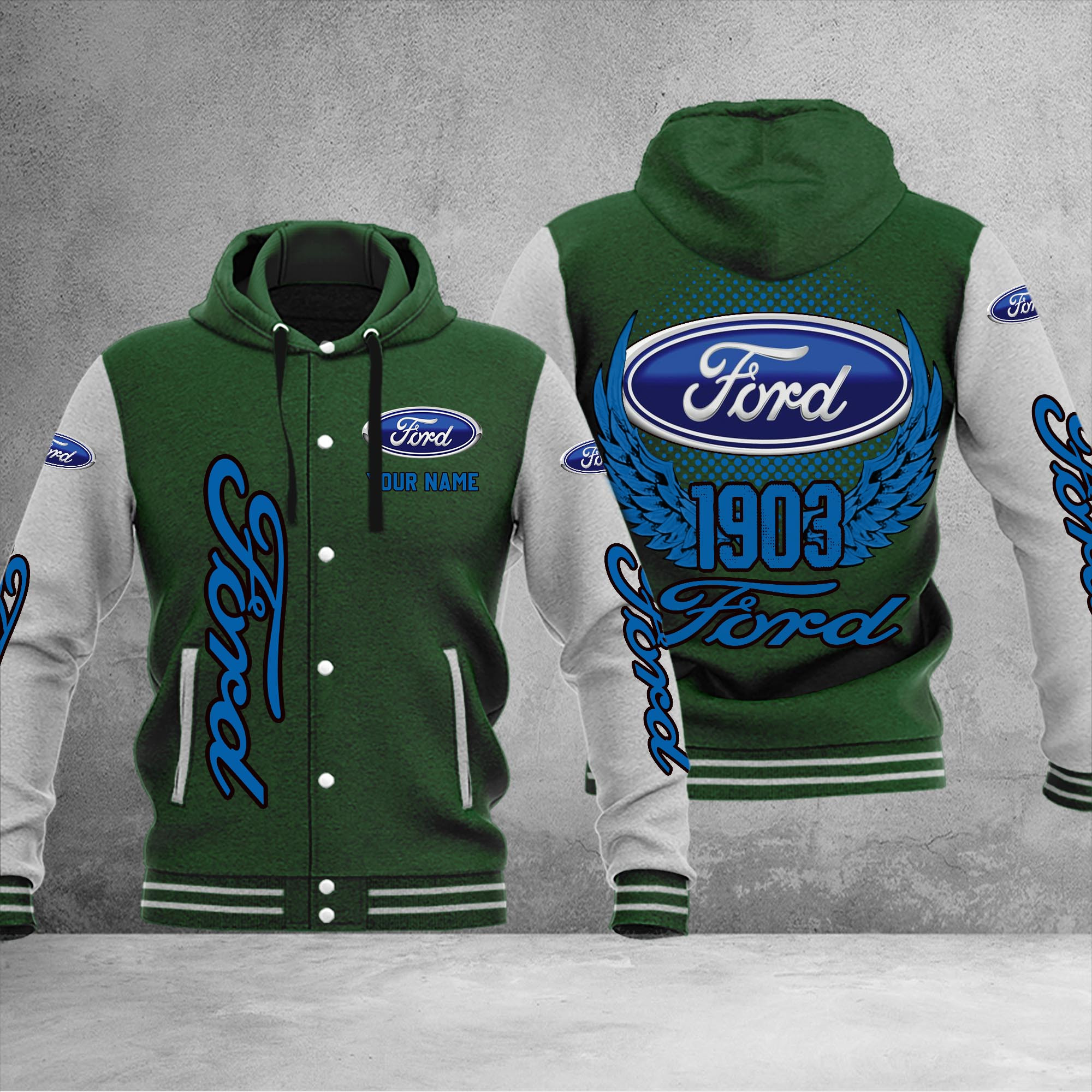 Ford DMHJ1040 Baseball Jacket Multicolor - Famjoys Ford DMHJ1040 Baseball Jacket Multicolor - Famjoys