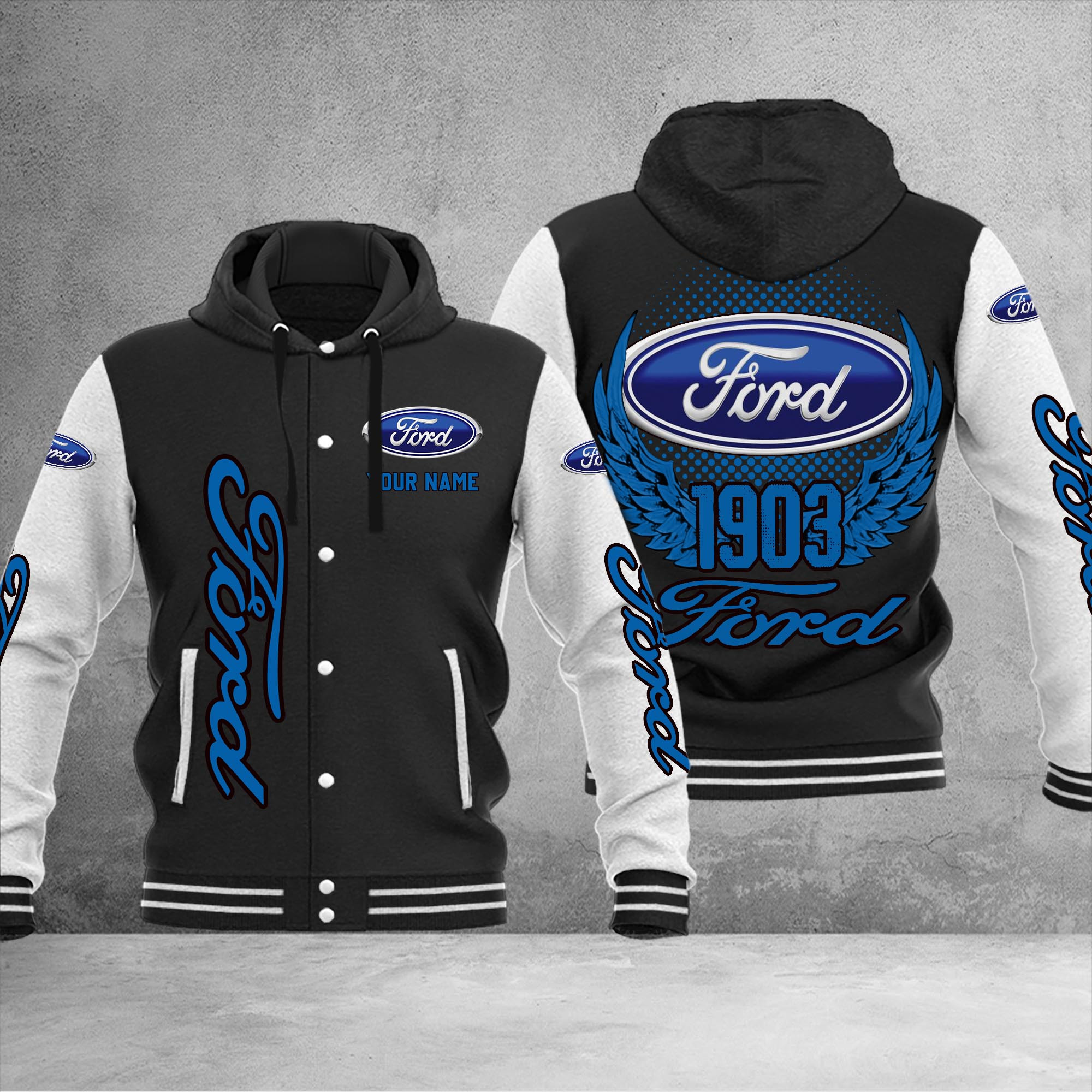 Ford DMHJ1040 Baseball Jacket Multicolor - Famjoys Ford DMHJ1040 Baseball Jacket Multicolor - Famjoys