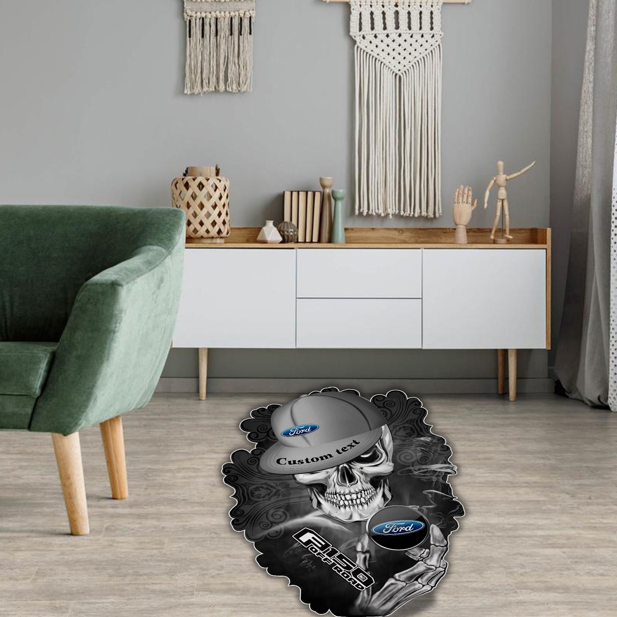 Ford F150 Skull Shaped Luxurious Doormat, Rug Home Decor, Custom name - Famjoys Ford F150 Skull Shaped Luxurious Doormat, Rug Home Decor, Custom name - Famjoys