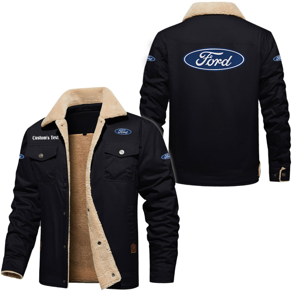 Ford Motor Company Cargo Fleece Lined Cotton Jacket Multicolor, vintage style, customize name 