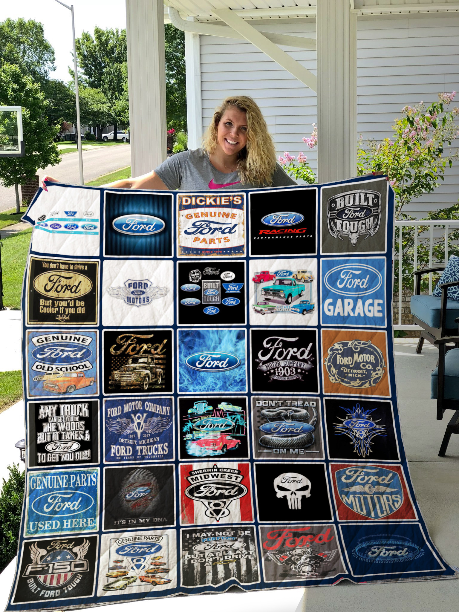 Ford Motor Company Quilt Blanket - Famjoys Ford Motor Company Quilt Blanket - Famjoys