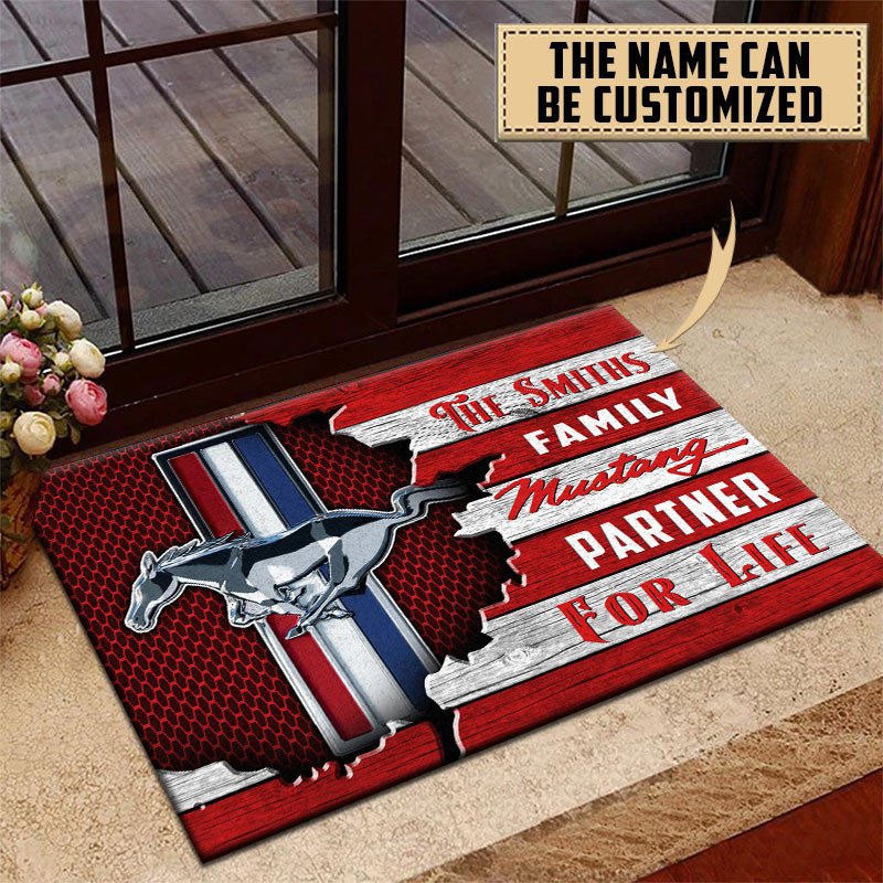 Ford-Mustang Doormat Custom Name, Multicolor - Famjoys Ford-Mustang Doormat Custom Name, Multicolor - Famjoys