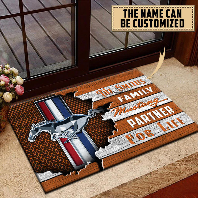 Ford-Mustang Doormat Custom Name, Multicolor - Famjoys Ford-Mustang Doormat Custom Name, Multicolor - Famjoys