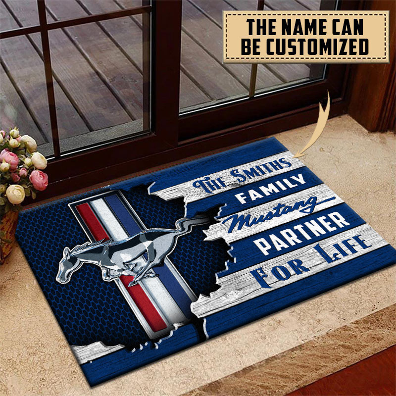 Ford-Mustang Doormat Custom Name, Multicolor - Famjoys Ford-Mustang Doormat Custom Name, Multicolor - Famjoys