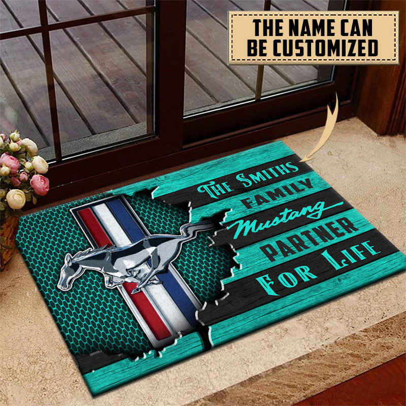 Ford-Mustang Doormat Custom Name, Multicolor - Famjoys Ford-Mustang Doormat Custom Name, Multicolor - Famjoys
