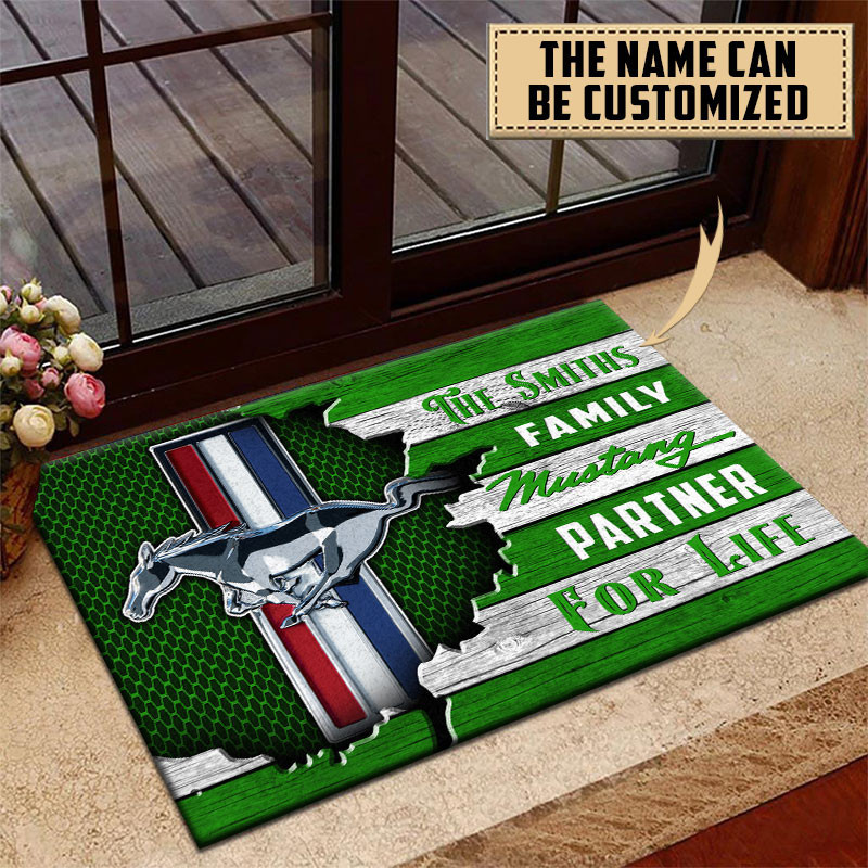 Ford-Mustang Doormat Custom Name, Multicolor - Famjoys Ford-Mustang Doormat Custom Name, Multicolor - Famjoys
