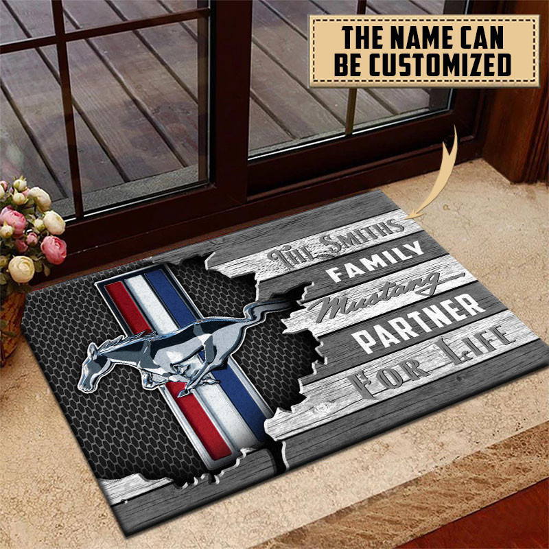 Ford-Mustang Doormat Custom Name, Multicolor - Famjoys Ford-Mustang Doormat Custom Name, Multicolor - Famjoys