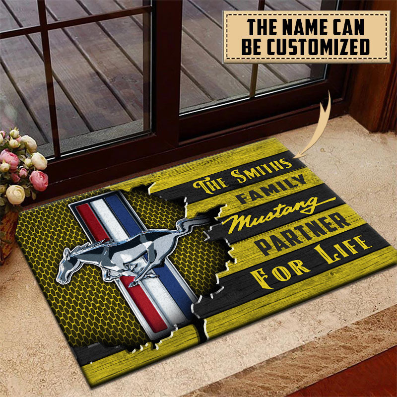 Ford-Mustang Doormat Custom Name, Multicolor - Famjoys Ford-Mustang Doormat Custom Name, Multicolor - Famjoys