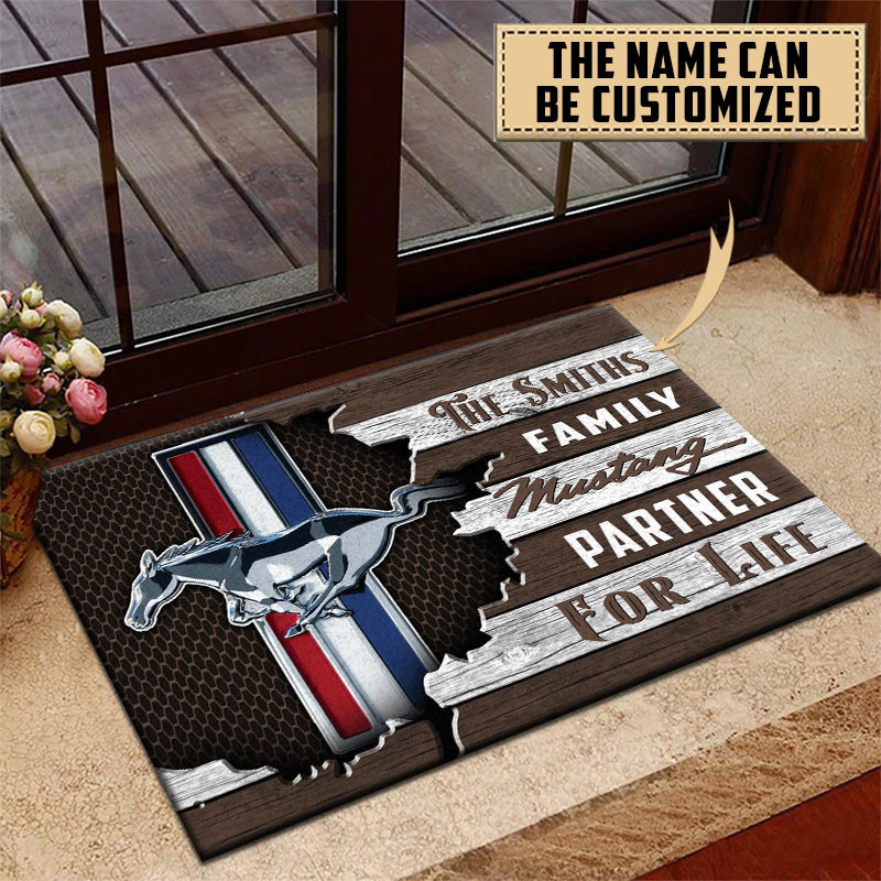 Ford-Mustang Doormat Custom Name, Multicolor - Famjoys Ford-Mustang Doormat Custom Name, Multicolor - Famjoys