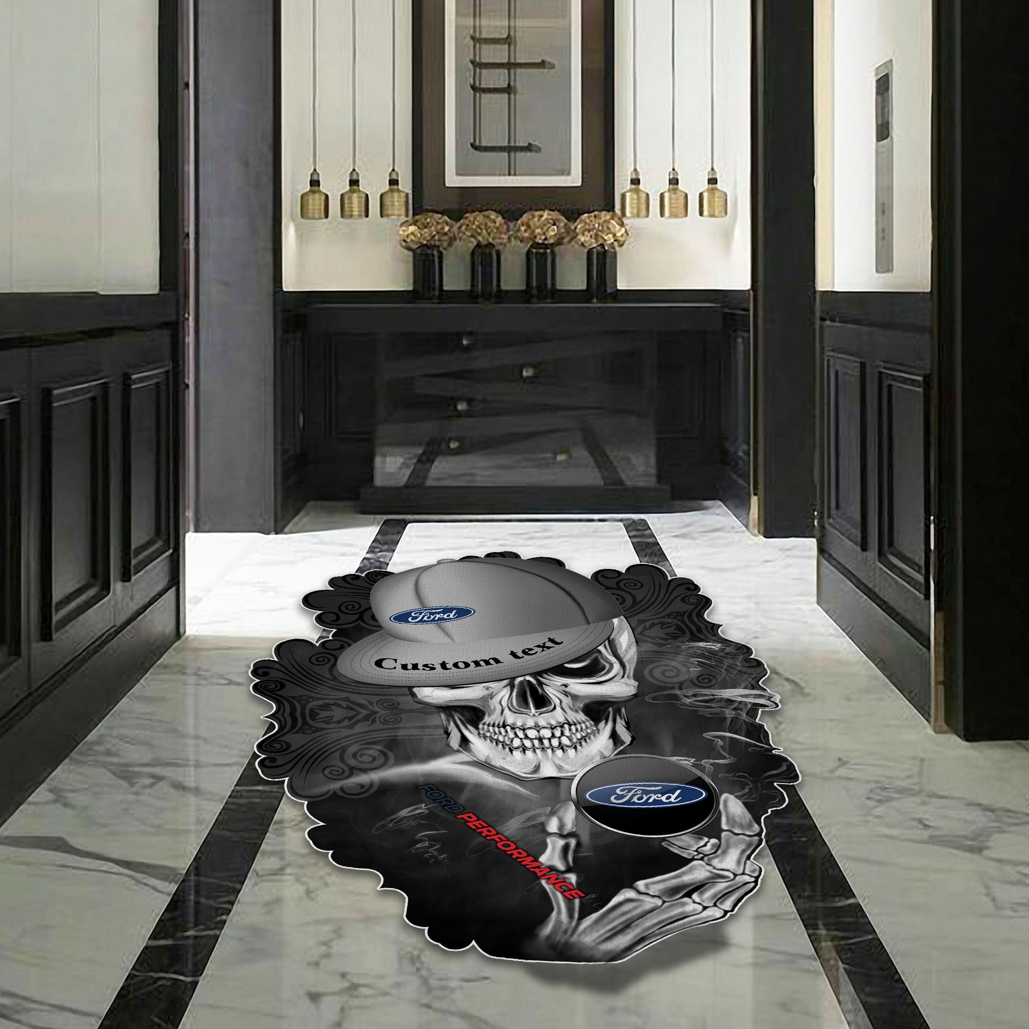 Ford performance Skull Shaped Luxurious Doormat, Rug Home Decor, Custom name - Famjoys Ford performance Skull Shaped Luxurious Doormat, Rug Home Decor, Custom name - Famjoys