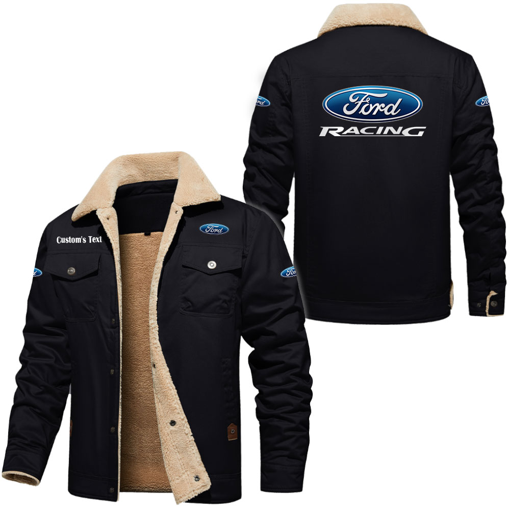 Ford Racing Cargo Fleece Lined Cotton Jacket Multicolor, vintage style, customize name 