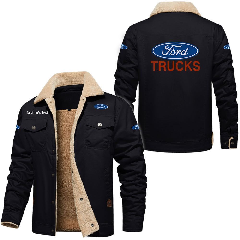 Ford truck Cargo Fleece Lined Cotton Jacket Multicolor, vintage style, customize name 