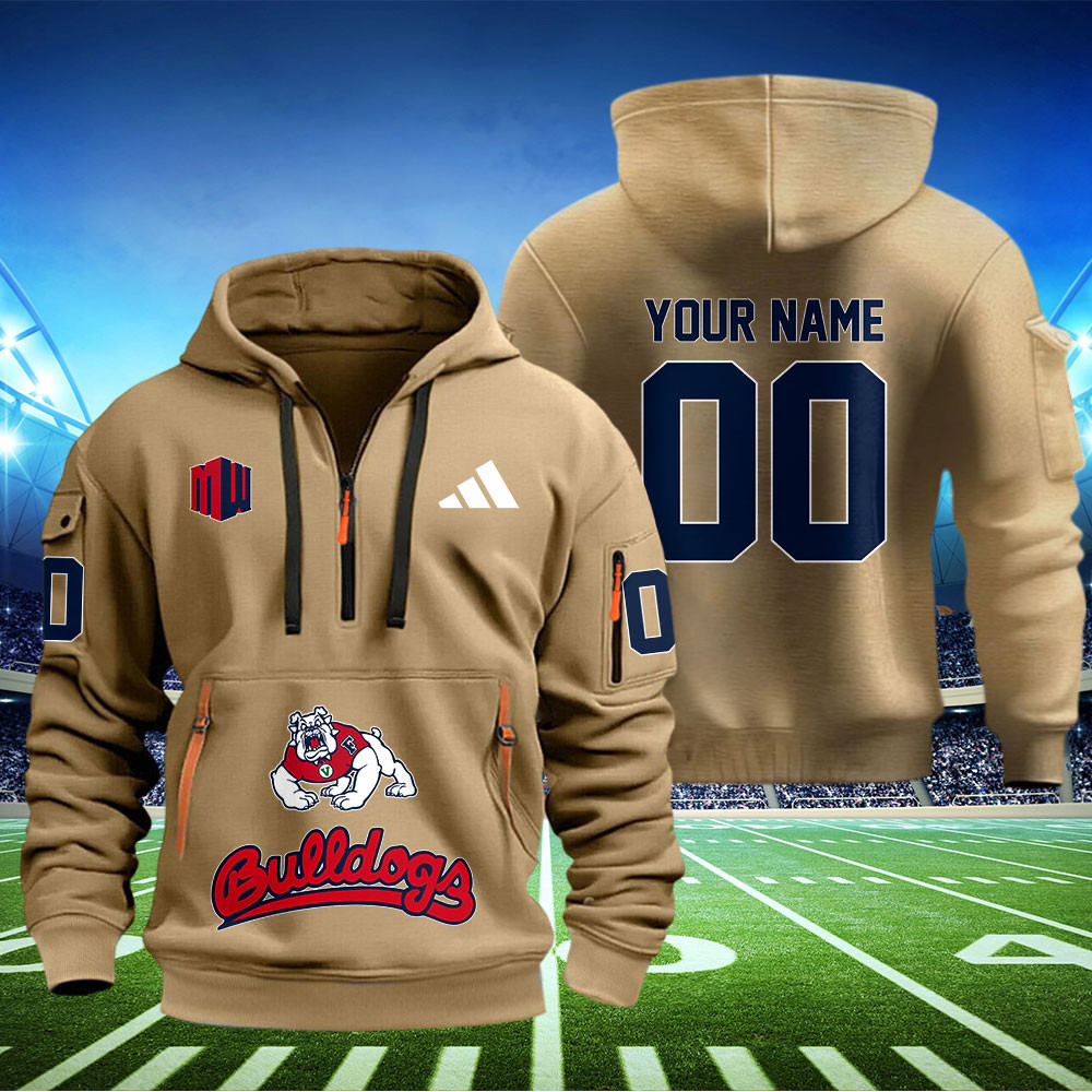 Fresno State Bulldogs Football Quarter Zip Hoodie - Famjoys Fresno State Bulldogs Football Quarter Zip Hoodie - Famjoys