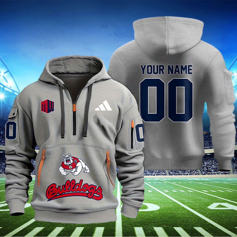 Fresno State Bulldogs Football Quarter Zip Hoodie - Famjoys Fresno State Bulldogs Football Quarter Zip Hoodie - Famjoys