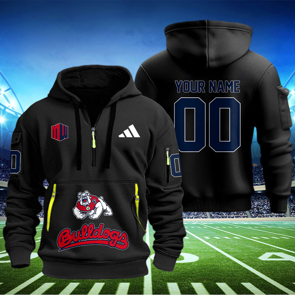 Fresno State Bulldogs Football Quarter Zip Hoodie - Famjoys Fresno State Bulldogs Football Quarter Zip Hoodie - Famjoys