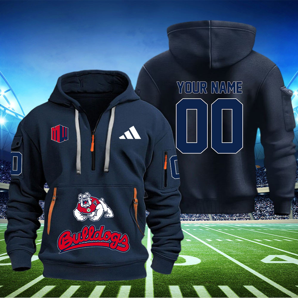 Fresno State Bulldogs Football Quarter Zip Hoodie - Famjoys Fresno State Bulldogs Football Quarter Zip Hoodie - Famjoys
